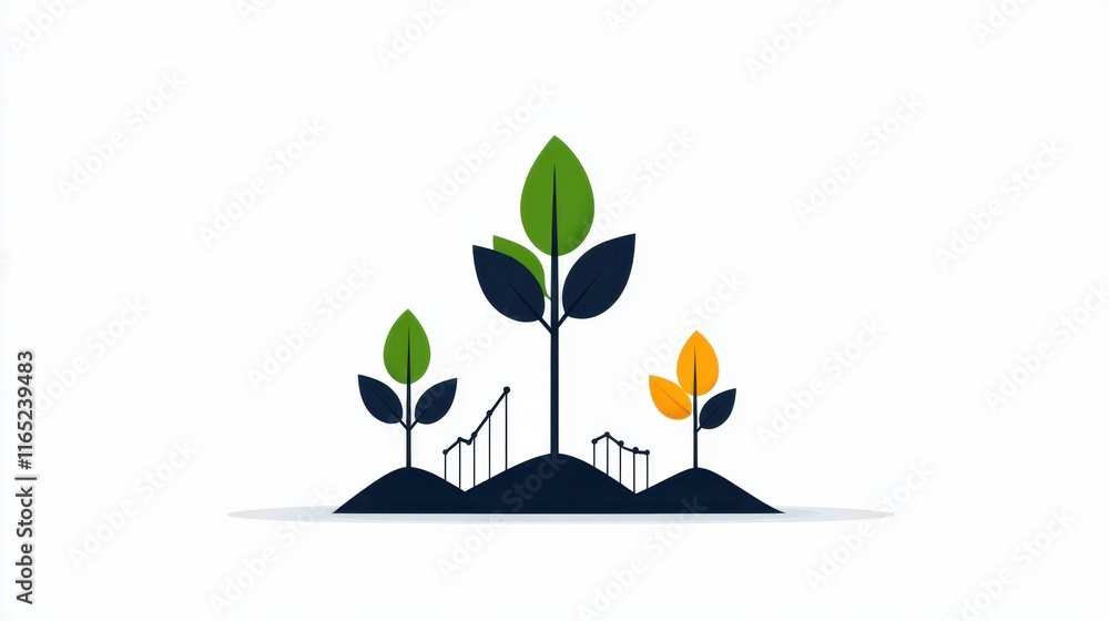 A stylized illustration of growing plants with green and yellow leaves, symbolizing growth, sustainability, and environmental awareness. A stylized illustration of growing plants with green and yellow leaves, symbolizing growth, sustainability, and environmental awareness.