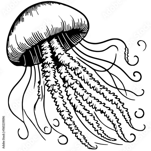 Jellyfish sketch silhouette