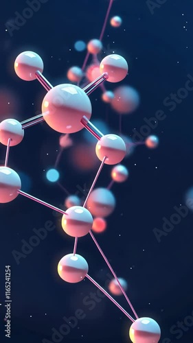 Colorful molecular structure floating in a dark background representing scientific exploration and discovery