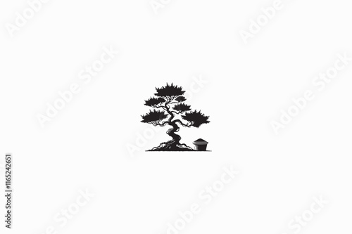 A Juniper tree vector silhouette image adobe illustrator..eps