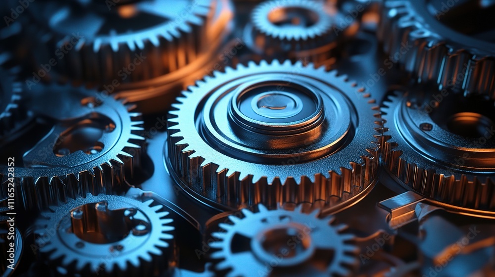 Digital Holographic Technology Showcasing Robotic Gears and Mechanisms