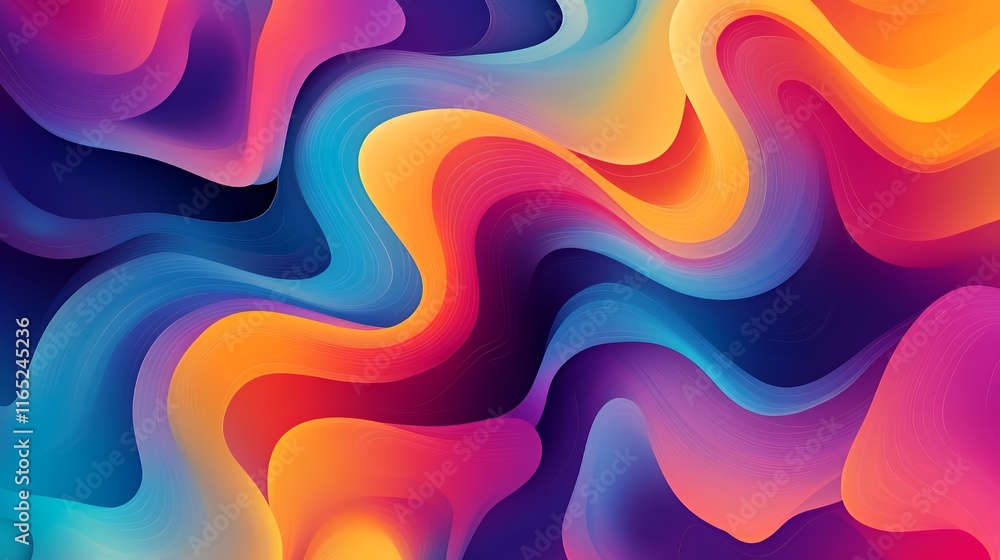 Abstract Colorful Waves Flowing Design