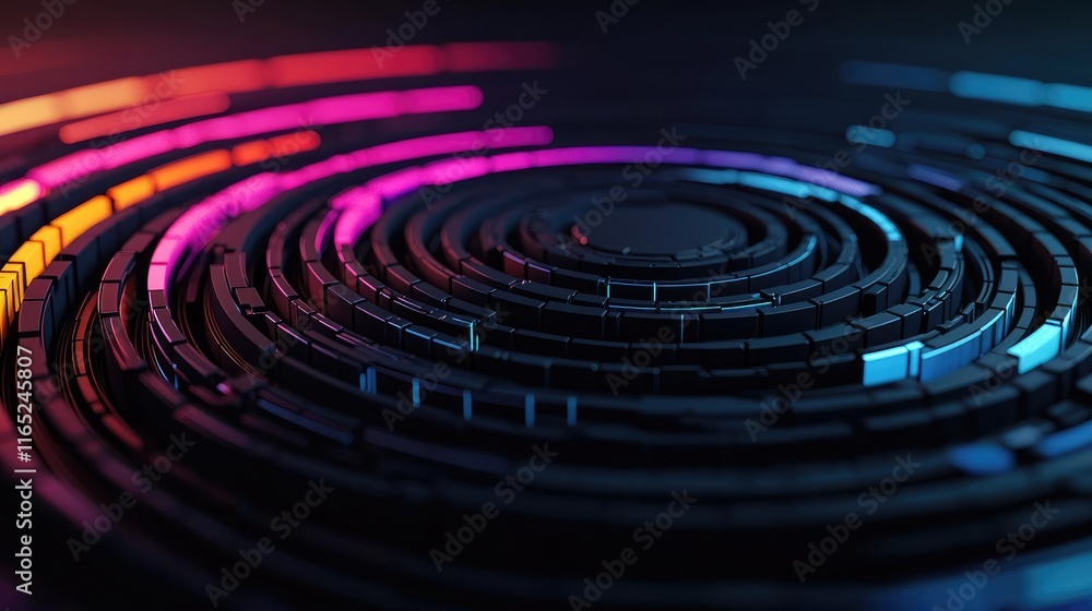 Circles abstract background concept. Abstract spiral pattern with vibrant colors in a digital space, showcasing depth and movement. Circles abstract background concept. Abstract spiral pattern with vibrant colors in a digital space, showcasing depth and movement.