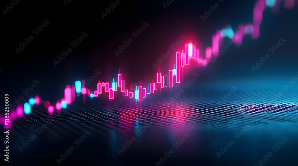 Glowing Abstract Financial Trading Chart with Intricate Data Patterns Glowing Abstract Financial Trading Chart with Intricate Data Patterns