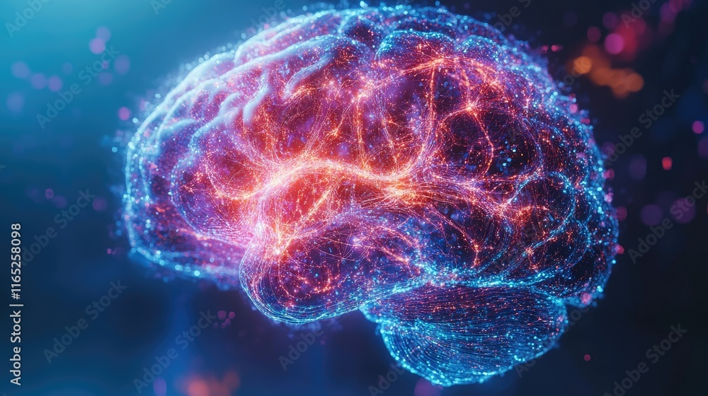 Fototapeta premium The Illuminated Mind: A Digital Representation of the Human Brain's Complex Neural Network