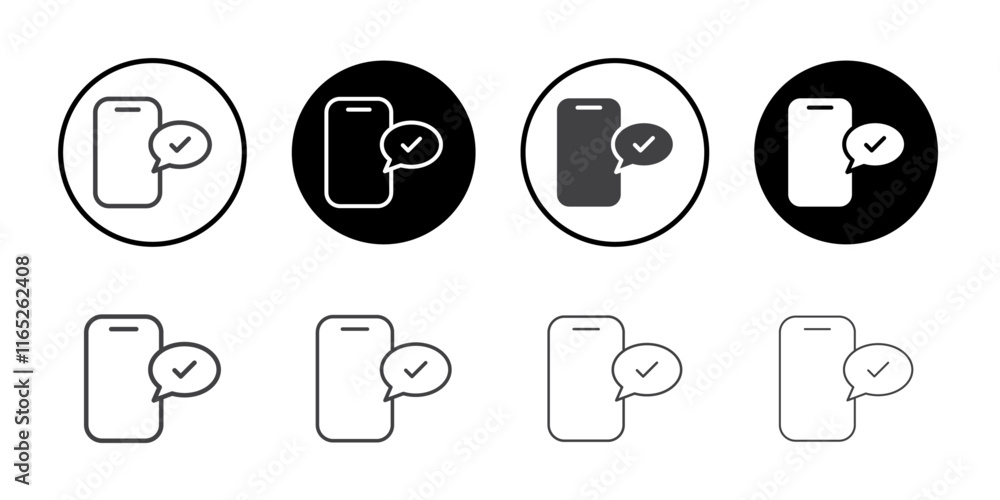 Mobile phone approval message icon simple vector symbol Mobile phone approval message icon simple vector symbol