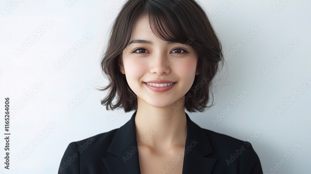 Young Businesswoman with Beautiful Smile in Elegant Attire Young Businesswoman with Beautiful Smile in Elegant Attire