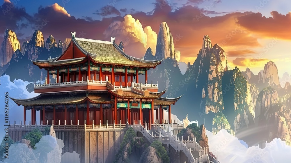 Obraz premium Art prints chinese temple fantasy background