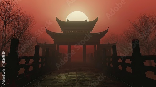 Asia Oriental Fantasy landscape chinese temple fant photo