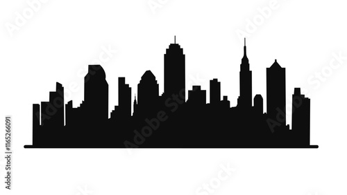 City skyline silhouette vector on white background