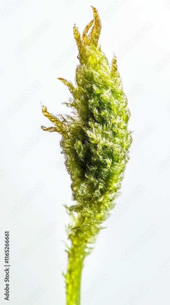 Naklejka premium Stunning Close-up of a Delicate Moss Plant Detail. A Vibrant Green Macro Photography Masterpiece of Nature's Beauty.