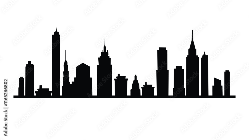 Obraz premium City skyline silhouette vector on white background