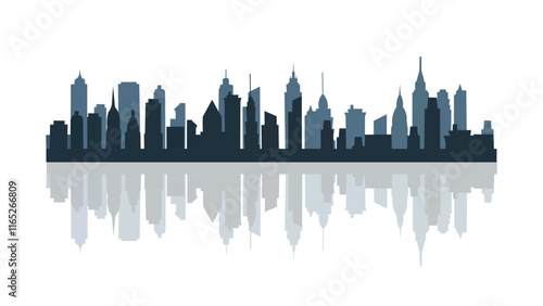 City skyline silhouette vector on white background