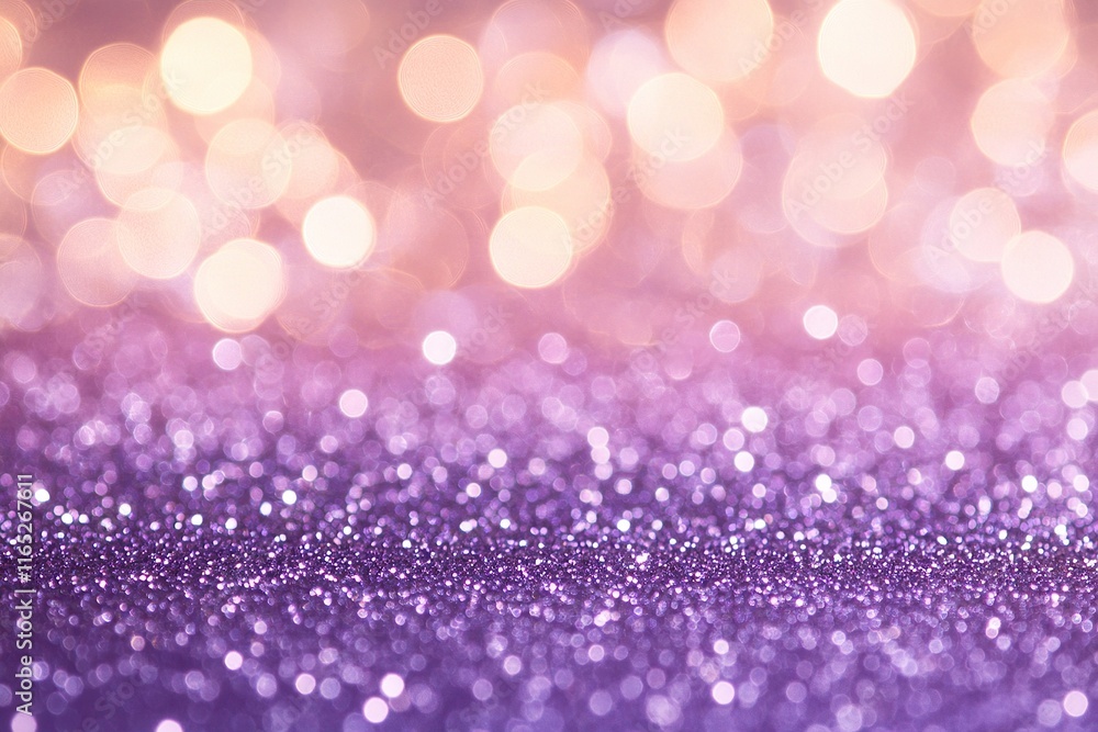 A beautiful bokeh background of purple and blue lights, with sparkling glitter in the foreground A beautiful bokeh background of purple and blue lights, with sparkling glitter in the foreground