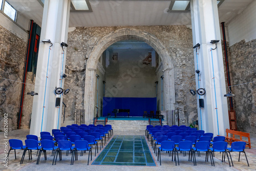 The interior of an ancient church in Morcone, a town in the province of Benevento in Italy. photo