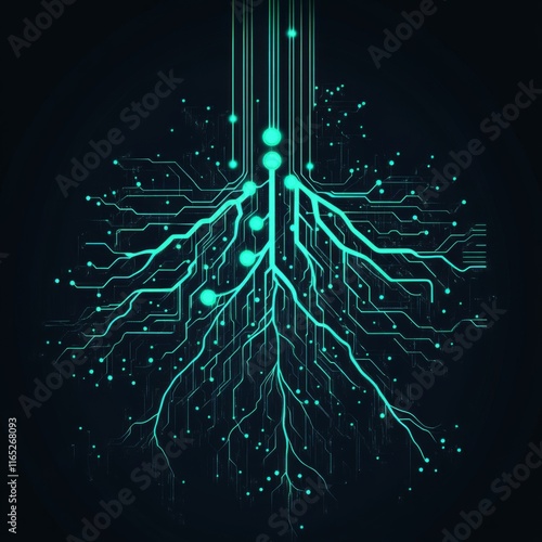 Abstract digital roots network graphic.