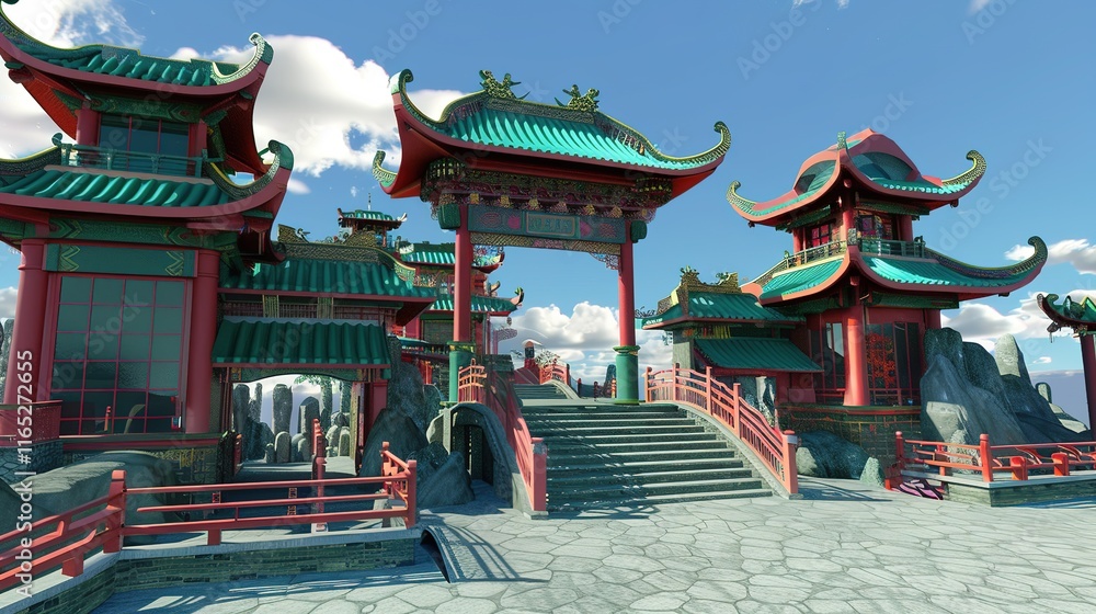 Fantasy art Oriental chinese temple fantasy Fantasy art Oriental chinese temple fantasy