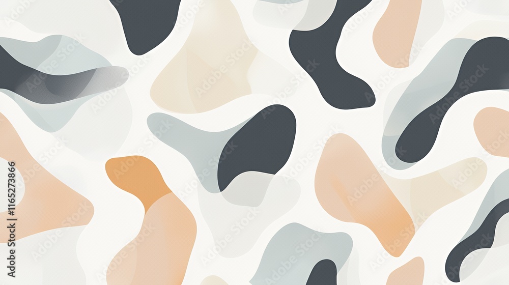 Abstract Pattern of Organic Shapes in Neutral Tones