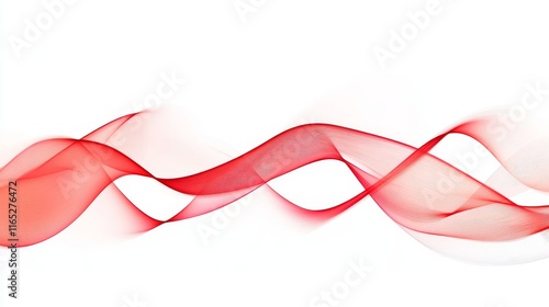 Red wavy ribbon isolated white background for your party or celebration