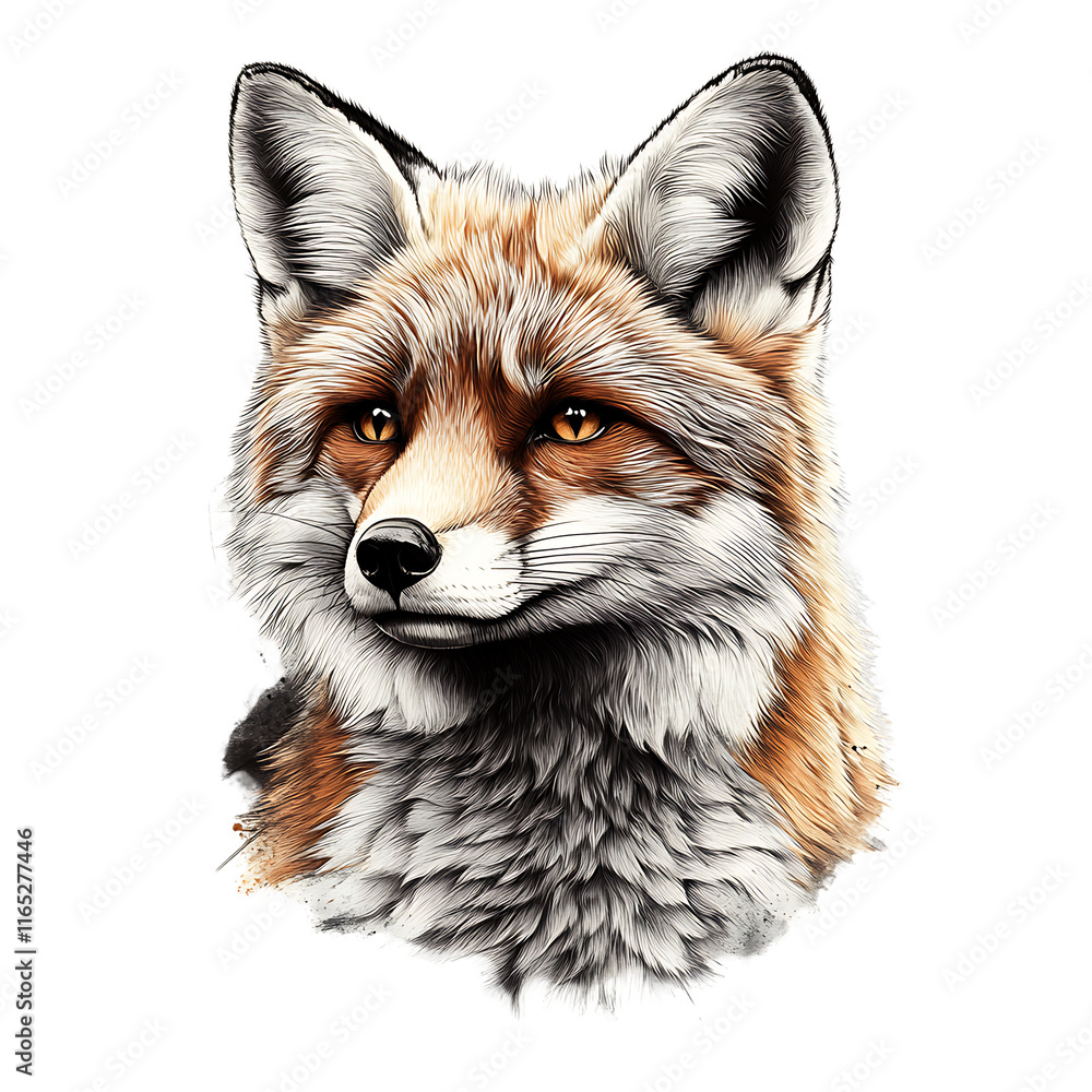 Fototapeta premium Colorful fox illustration artwork isolated on transparent background