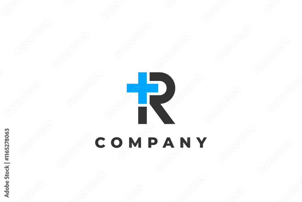 uppercase letter r with plus hospital symbol logo uppercase letter r with plus hospital symbol logo