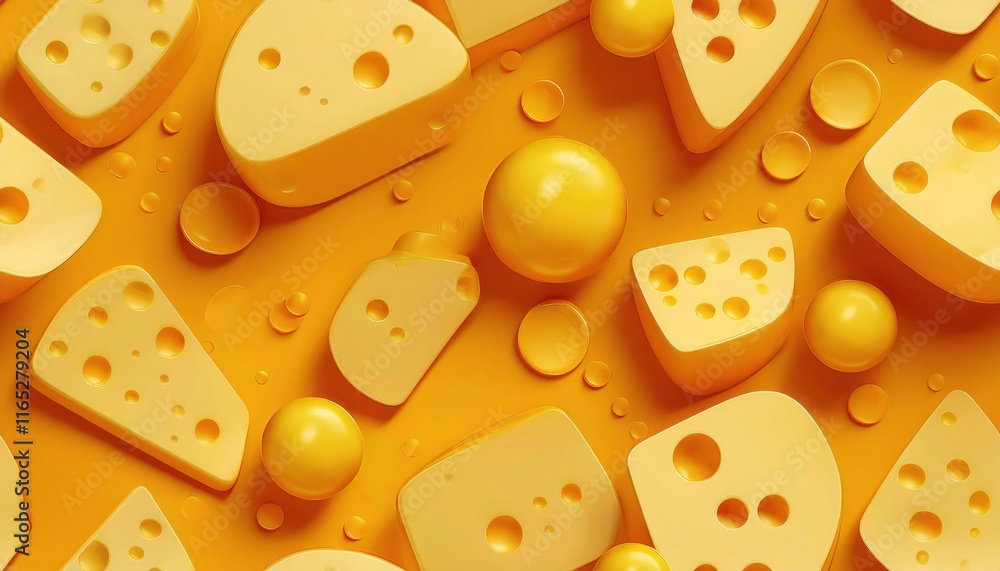 Seamless 3D cheese backdrop for promotional materials Seamless 3D cheese backdrop for promotional materials