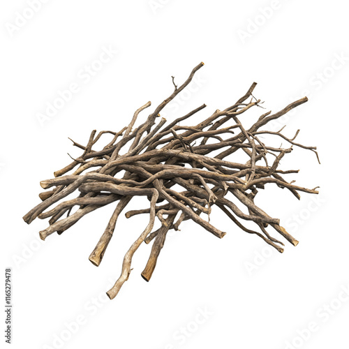 a pile of tree branches on a transparent background