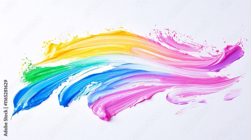 Abstract rainbow paint strokes on white background. Abstract rainbow paint strokes on white background.