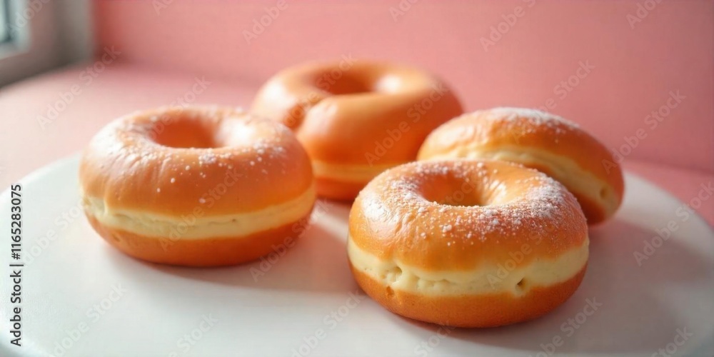 Glazed donuts with powder. Background of donuts Glazed donuts with powder. Background of donuts