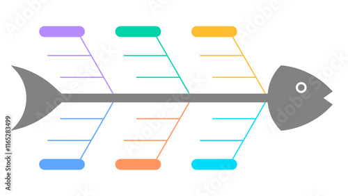 Minimalist Fishbone Diagram Template with Colorful Blank Nodes