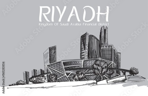 Kingdom of Saudi Arabia, Riyadh Financial District City Vector Art