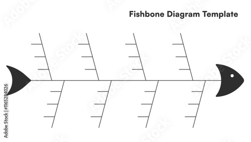 Classic Black and White Fishbone Diagram Template