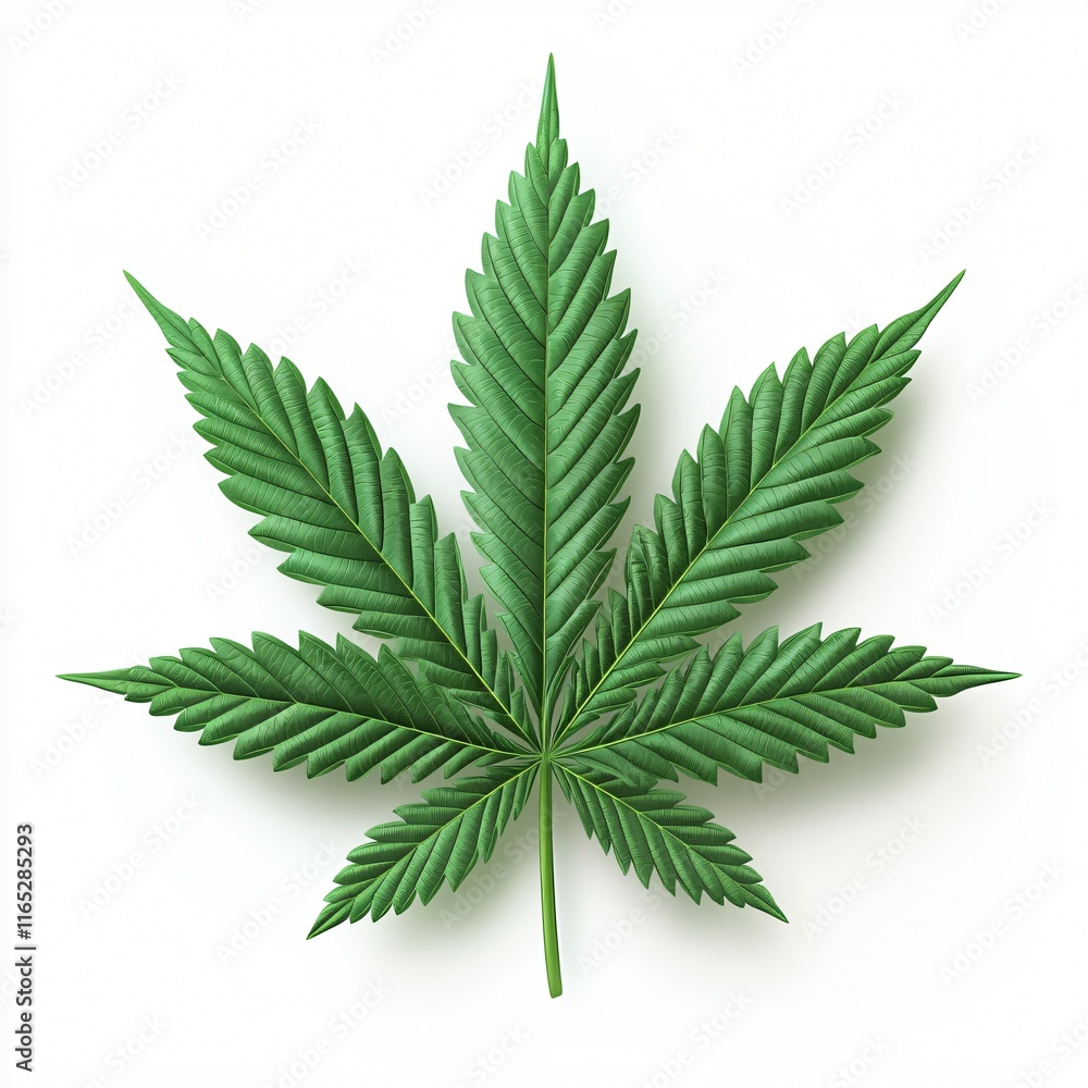Cannabis Leaf Green Marijuana Plant Isolated on White Background Cannabis Leaf Green Marijuana Plant Isolated on White Background