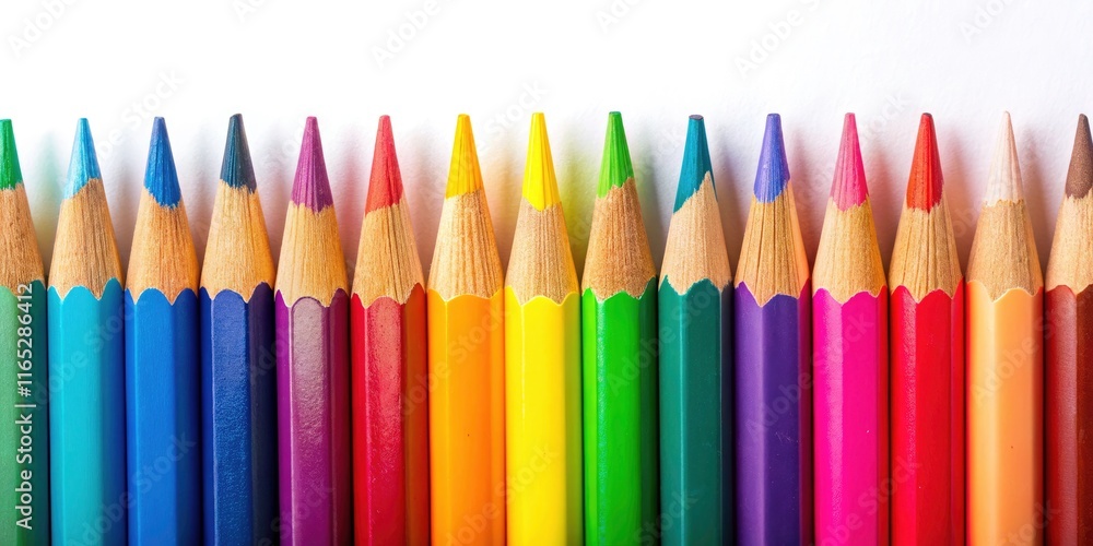 Colorful Pencils on White Background - Creative Stationery Photography for Art and Design Projects