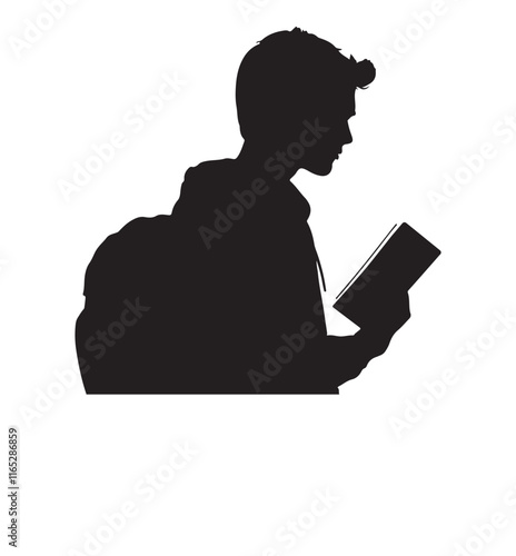 Schoolboy silhouette vector illustration