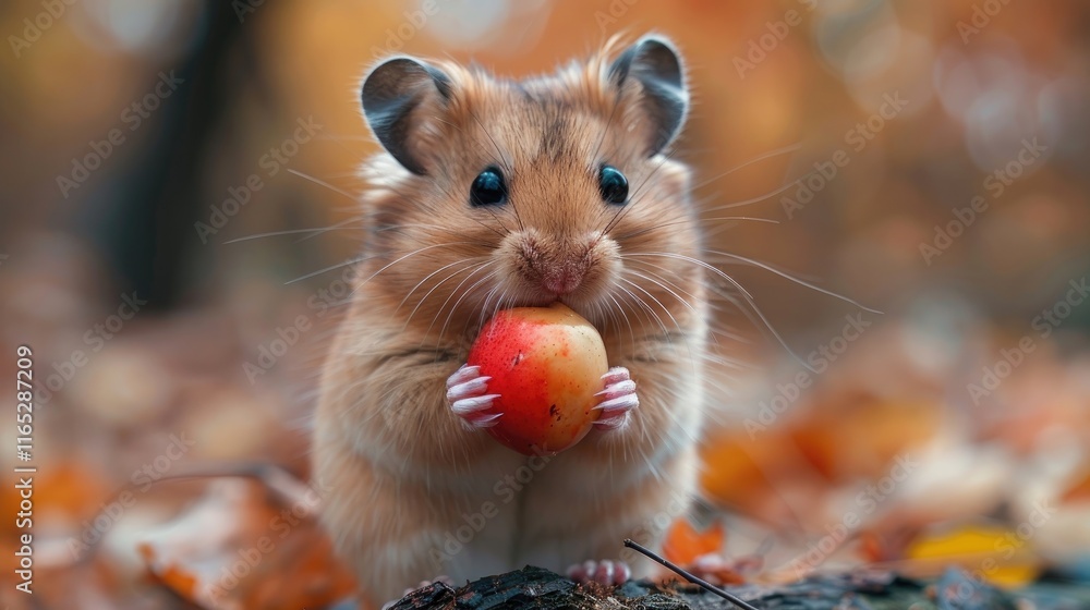 A delightful scene of a hamster nibbling on a tiny piece of fruit, with sharp focus on its whiskers and paws, set against a soft, neutral background. A delightful scene of a hamster nibbling on a tiny piece of fruit, with sharp focus on its whiskers and paws, set against a soft, neutral background.