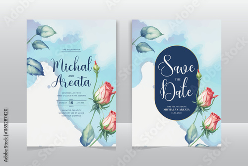 wedding invitation card template set Isolated vector illustration