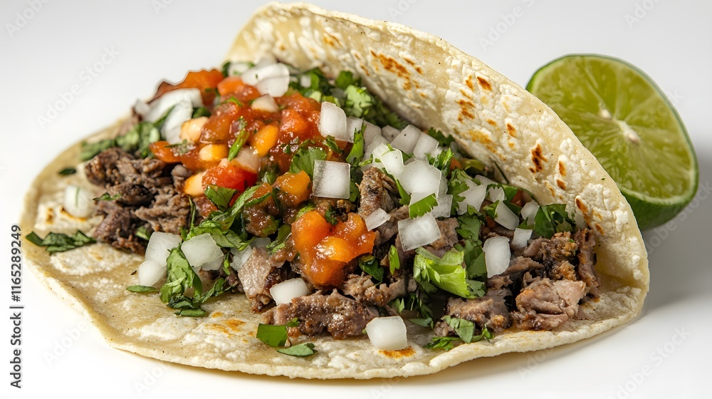 Delicious Beef Taco with Salsa and Lime Delicious Beef Taco with Salsa and Lime