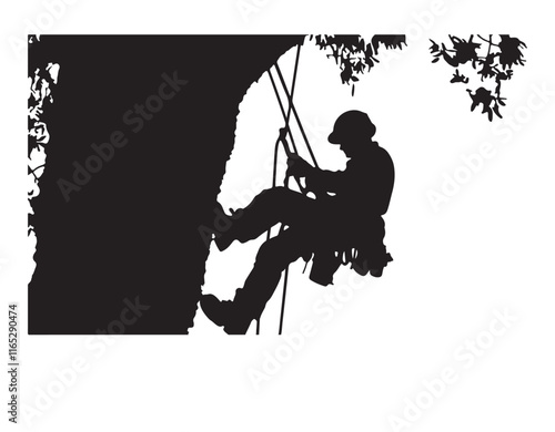 woodcutter man cutting a tree silhouette vector illustration