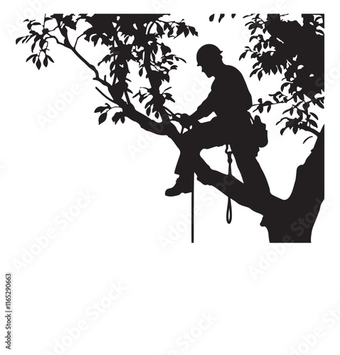 woodcutter man cutting a tree silhouette vector illustration