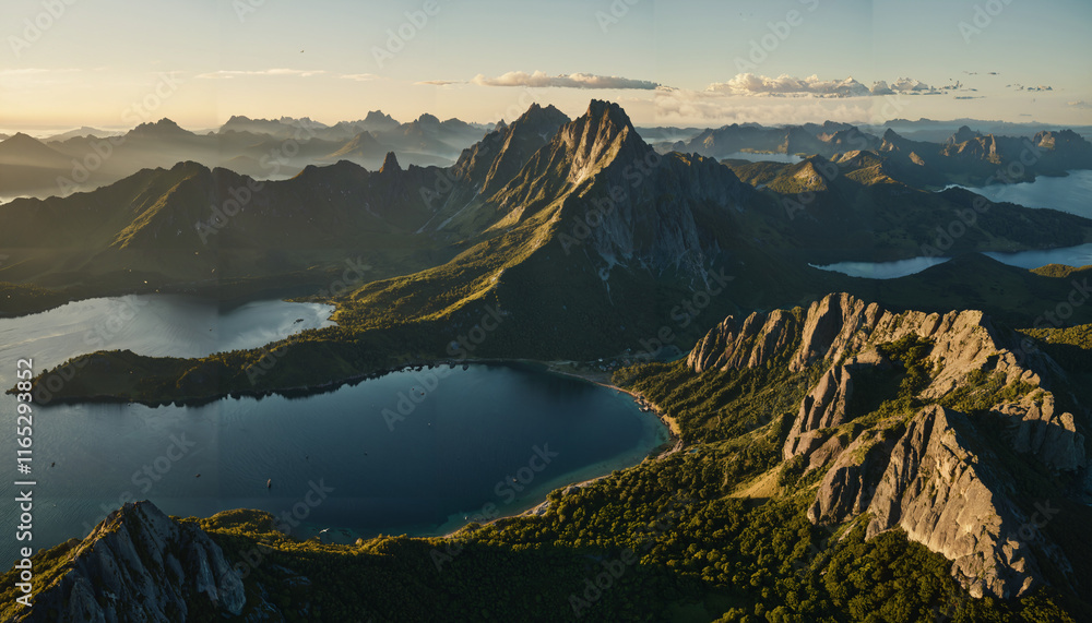 Obraz premium Panorama montagneux au coucher du soleil