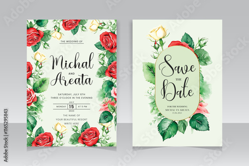 wedding invitation card template set Isolated vector illustration