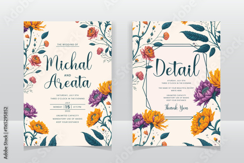 wedding invitation card template set Isolated vector illustration