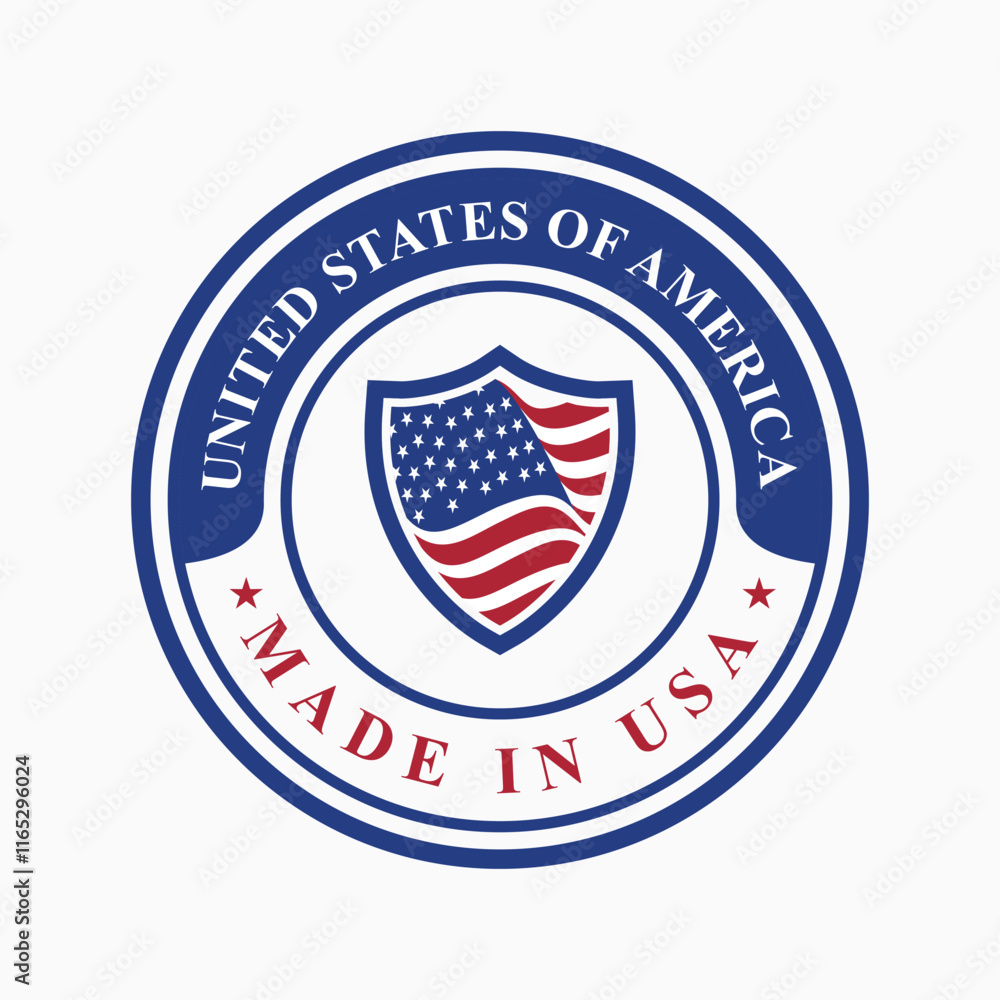 logo vector design circle stamp made in usa sign with united states flag element shaped shield logo vector design circle stamp made in usa sign with united states flag element shaped shield