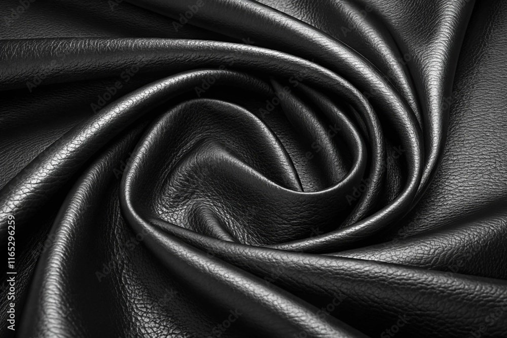 Fototapeta premium Black leather fabric abstract, leather background 