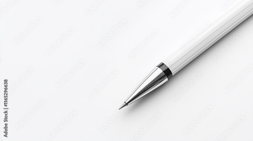 Close-up of a white pen on white background. Close-up of a white pen on white background.