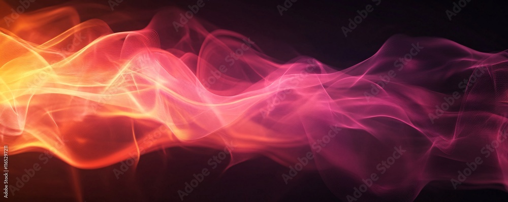 Fototapeta premium Abstract colorful smoke swirling on black background