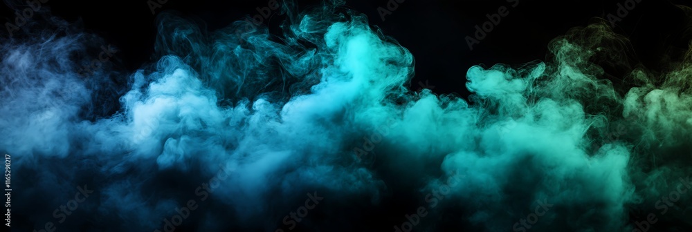 Fototapeta premium abstract cloud of blue and green smoke on a black background