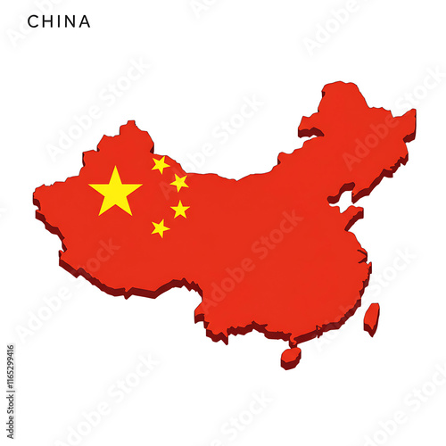 High-Resolution Map of China with National Flag Overlay for Educational and Informational Purposes photo