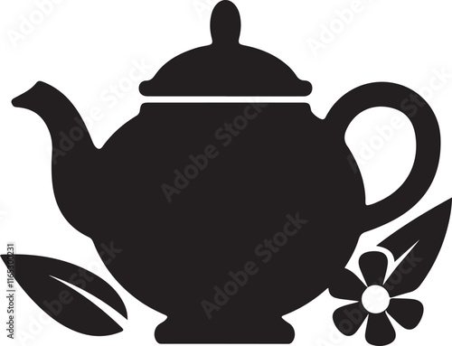teapot and teacup, teapot icon silhouette vector style